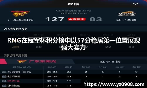 RNG在冠军杯积分榜中以57分稳居第一位置展现强大实力