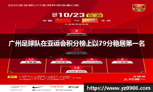广州足球队在亚运会积分榜上以79分稳居第一名
